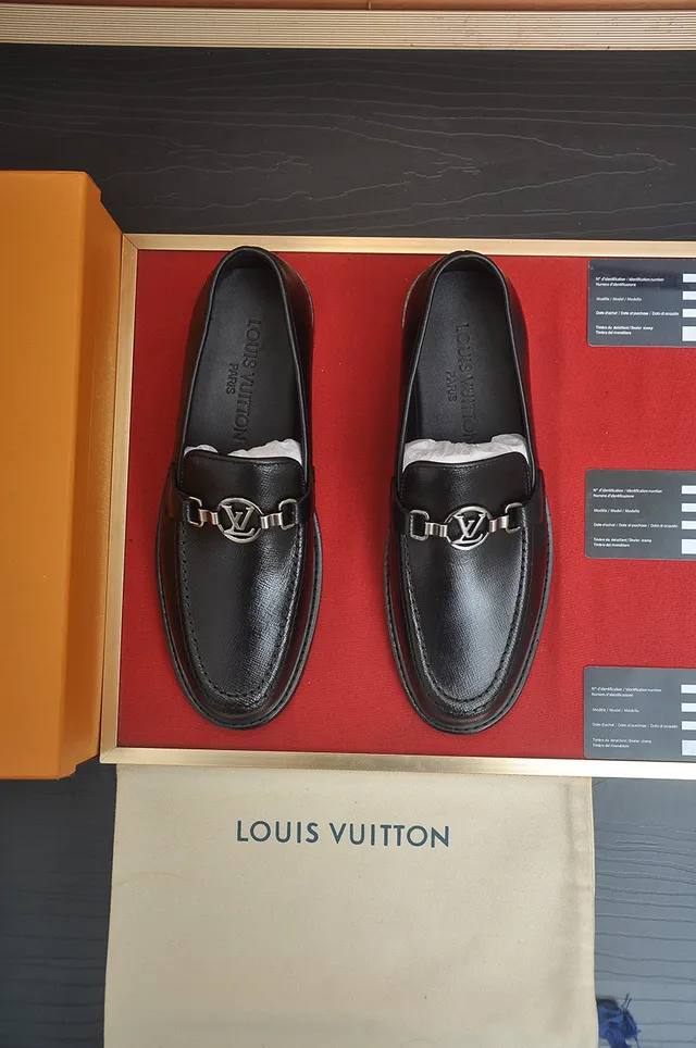 Louis Vuitton Loafer Black Silver Leather Metal LV Buckle Loafer 5