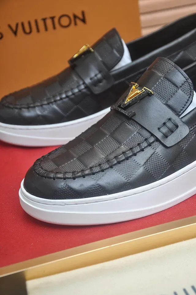 Louis Vuitton Loafer Black White Woven Leather Upper Rubber Sole Loafer 2