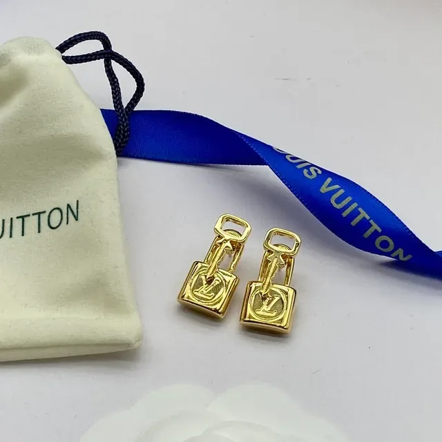 Louis Vuitton Lock It Gold-Tone Padlock Earrings 2