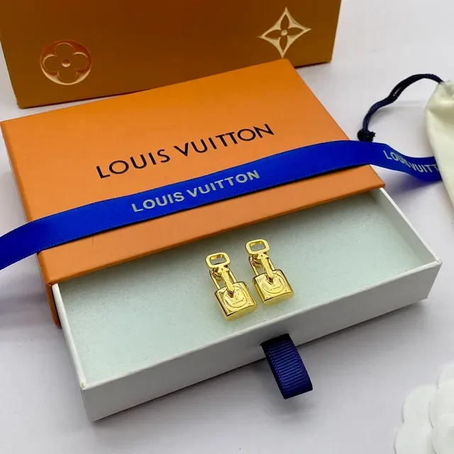 Louis Vuitton Lock It Gold-Tone Padlock Earrings 3