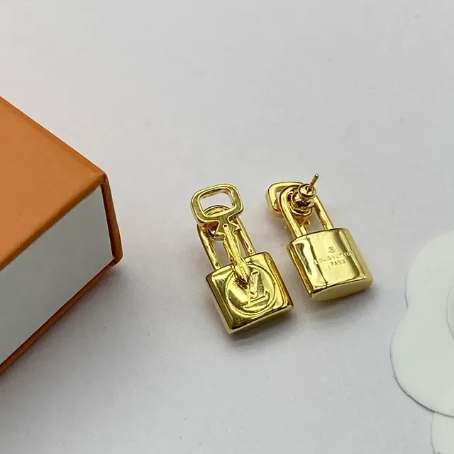 Louis Vuitton Lock It Gold-Tone Padlock Earrings 4