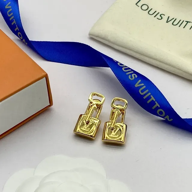 Louis Vuitton Lock It Gold-Tone Padlock Earrings 5