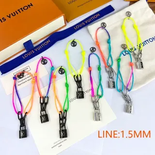 Louis Vuitton Lock It Multicolor Silver Cord-Woven Padlock Charm Bracelet