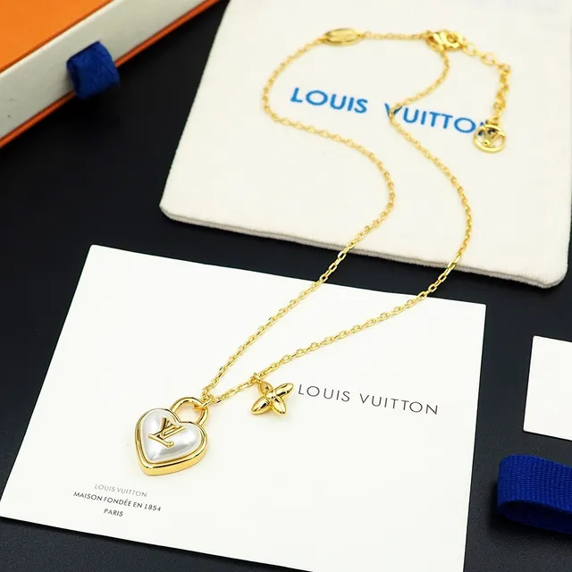 Louis Vuitton Lock Me Heart Pearl Gold Necklace 2