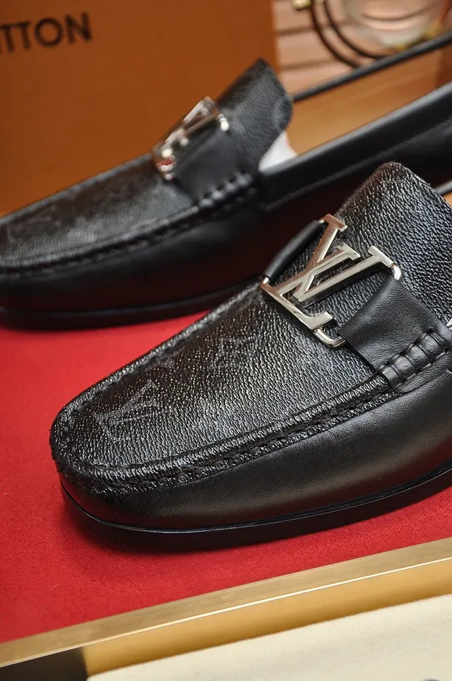 Louis Vuitton LV Buckle Loafer Black Monogram Leather Loafers 4
