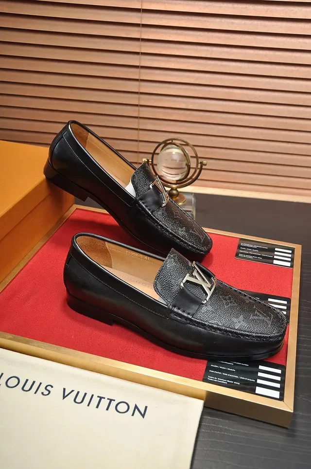 Louis Vuitton LV Buckle Loafer Black Monogram Leather Loafers 6