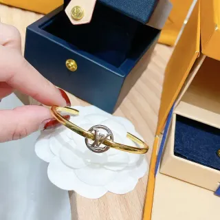 Louis Vuitton LV Circle Gold-Tone Interlocking Monogram Bracelet