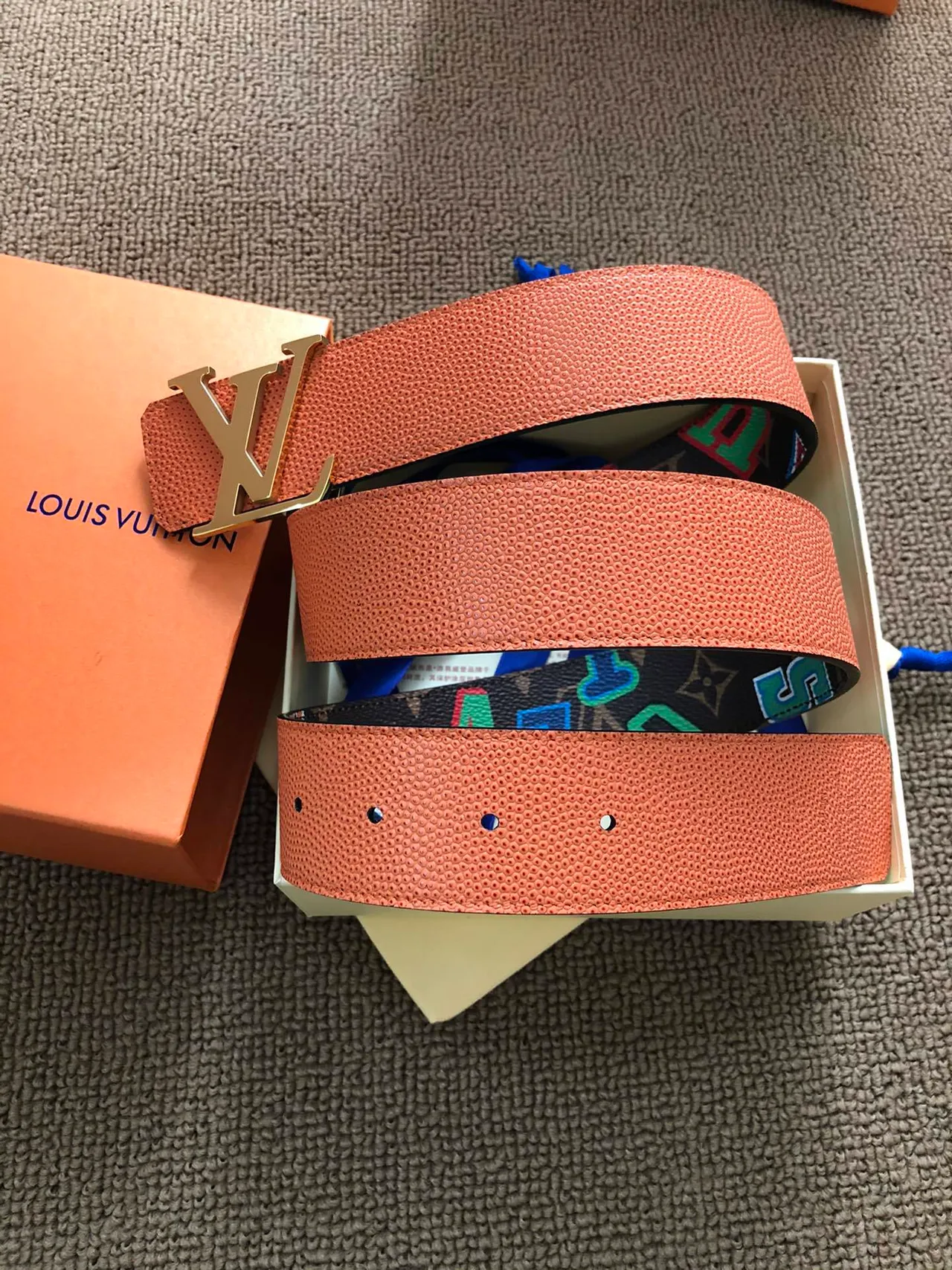 Louis Vuitton LV Graffiti Multicolor Brown Monogram Canvas Lettering Leather Belt 2