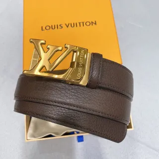 Louis Vuitton LV Initiales Brown Pebbled Leather Belt