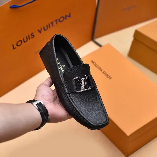 Louis Vuitton LV Loafer Black Textured Leather Loafers 7