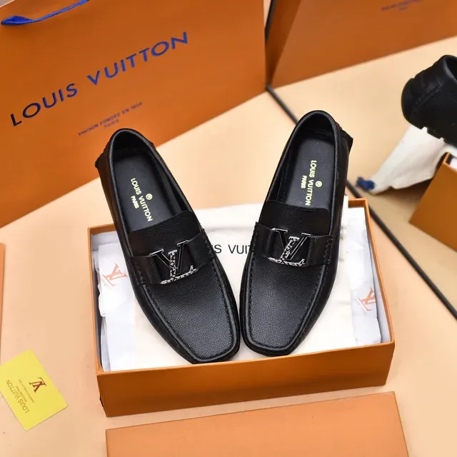 Louis Vuitton LV Loafer Black Textured Leather Loafers 9