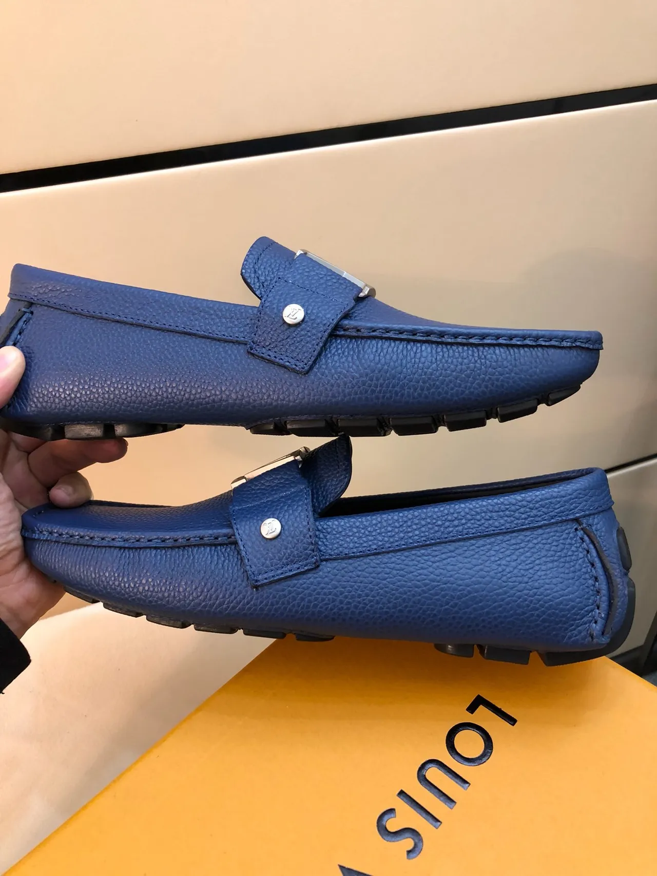 Louis Vuitton LV Loafer Blue Pebbled Leather Loafer 2