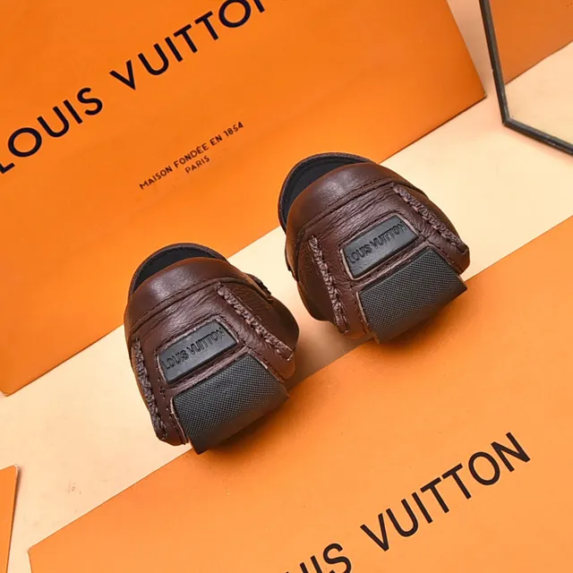 Louis Vuitton LV Loafer Brown Pebbled Leather Metal Buckle Loafers 3
