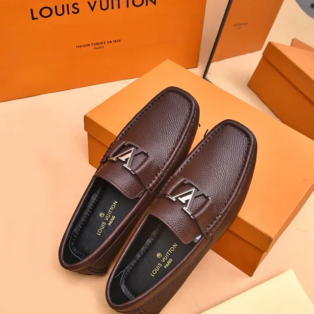 Louis Vuitton LV Loafer Brown Pebbled Leather Metal Buckle Loafers 4