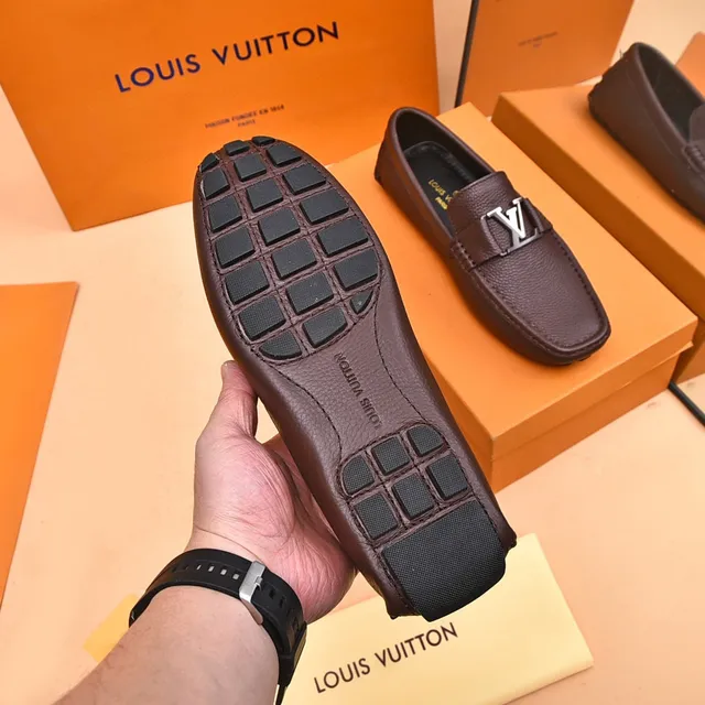 Louis Vuitton LV Loafer Brown Pebbled Leather Metal Buckle Loafers 5