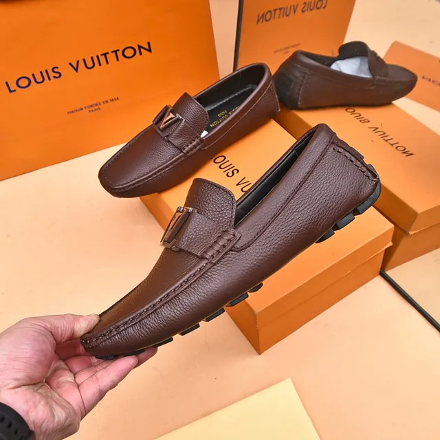 Louis Vuitton LV Loafer Brown Pebbled Leather Metal Buckle Loafers 6