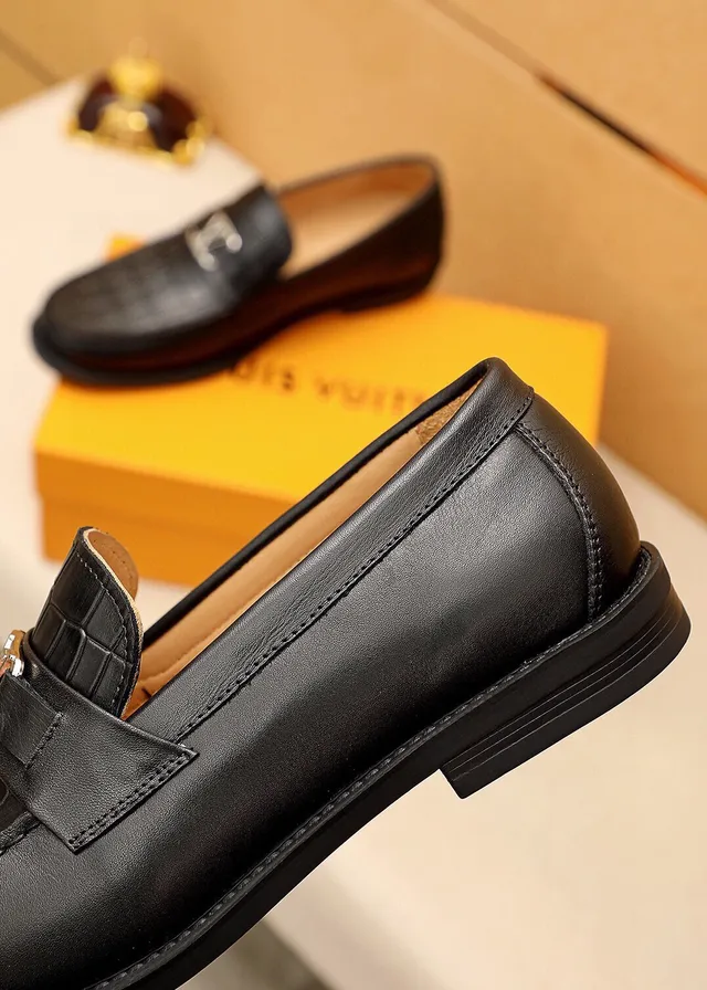 Louis Vuitton LV Loafer Croc-Embossed Black Leather Loafers 5