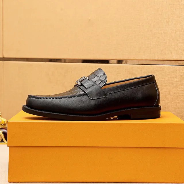 Louis Vuitton LV Loafer Croc-Embossed Black Leather Loafers 7