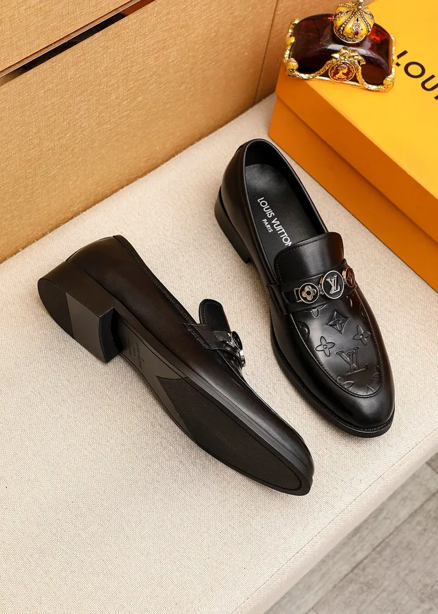 Louis Vuitton LV Loafer Monogram Embossed Black Leather Loafers 2