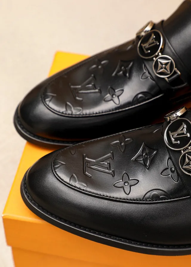 Louis Vuitton LV Loafer Monogram Embossed Black Leather Loafers 6