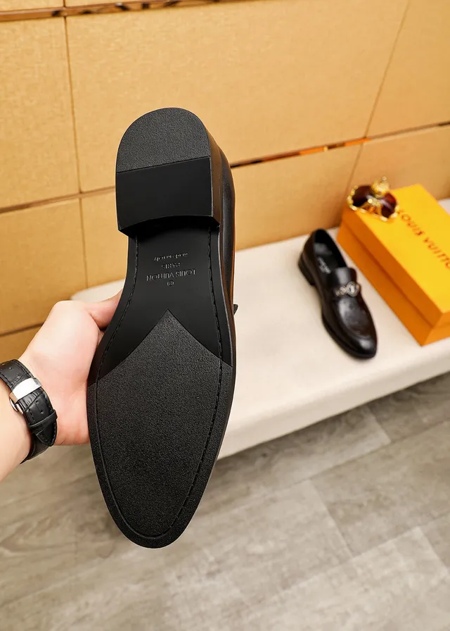 Louis Vuitton LV Loafer Monogram Embossed Black Leather Loafers 9