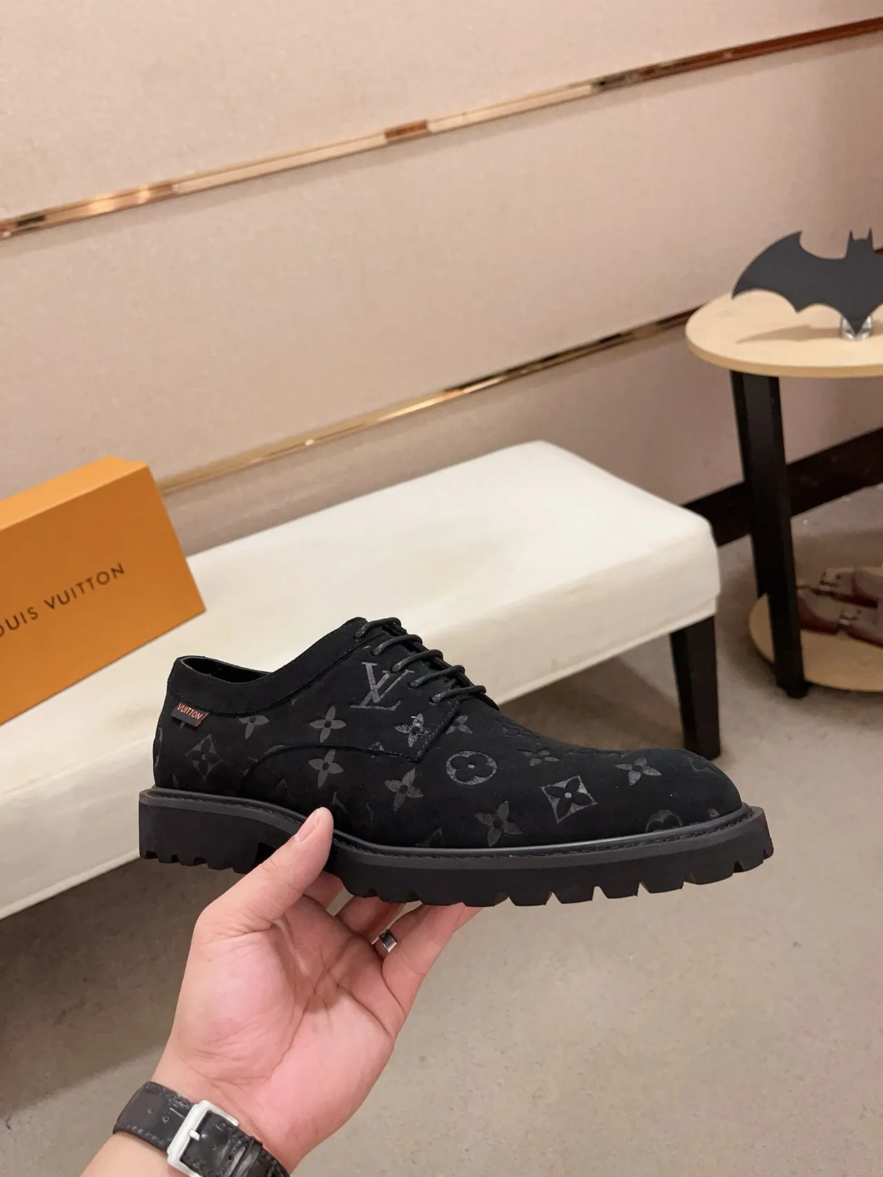 Louis Vuitton LV Trail Black Monogram Suede Derby Shoes 4