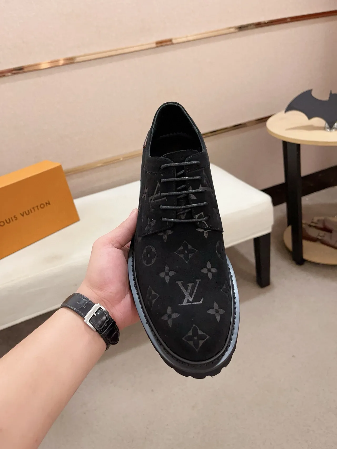 Louis Vuitton LV Trail Black Monogram Suede Derby Shoes 5