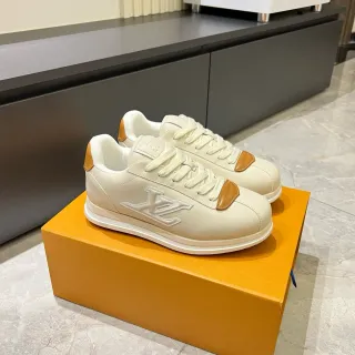 Louis Vuitton LV Trainer Beige Marrón zapatillas low-top de cuero superior estilo de vida