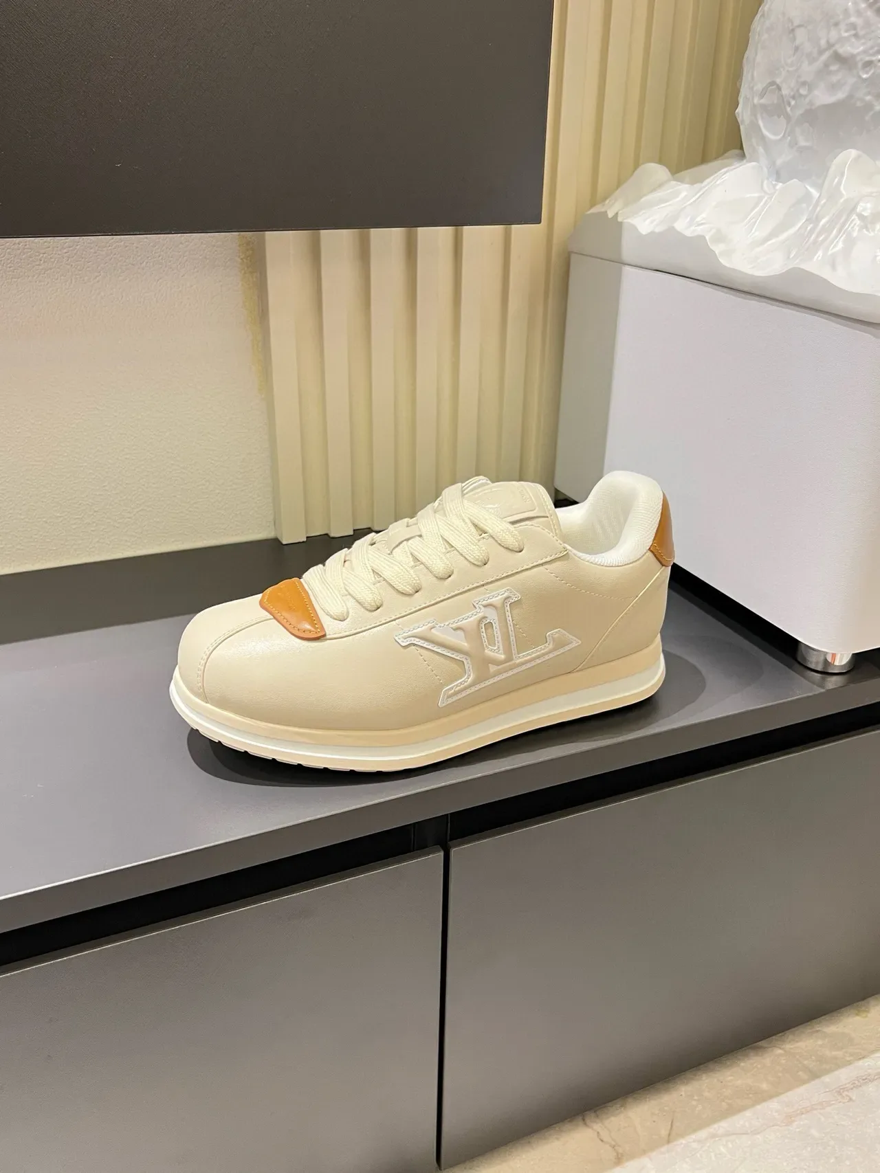 Louis Vuitton LV Trainer Beige Brown Low-Top Leather Upper Lifestyle Sneakers 5