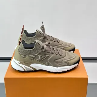 لويس فتون LV Trainer حذاء رياضي بيج أبيض أعلى نسيج بوني ميد سول منحوت سميك