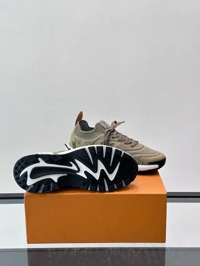 لويس فتون LV Trainer حذاء رياضي بيج أبيض أعلى نسيج بوني ميد سول منحوت سميك 2