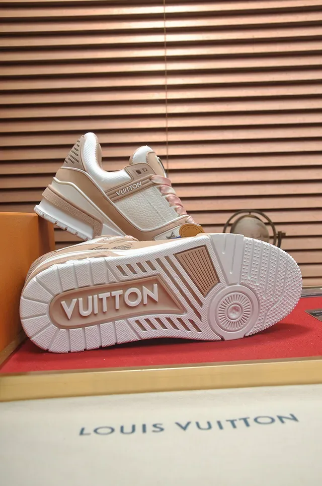 Louis Vuitton LV Trainer Beige White Layered Leather And Textile Upper Chunky Platform Sole Lifestyle Sneakers 3