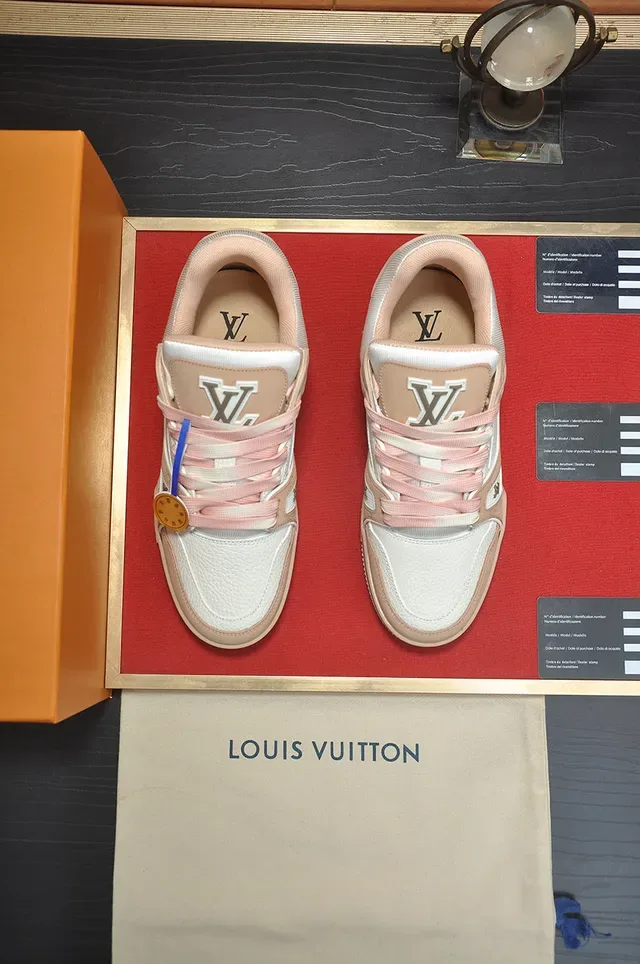 Louis Vuitton LV Trainer Beige White Layered Leather And Textile Upper Chunky Platform Sole Lifestyle Sneakers 5