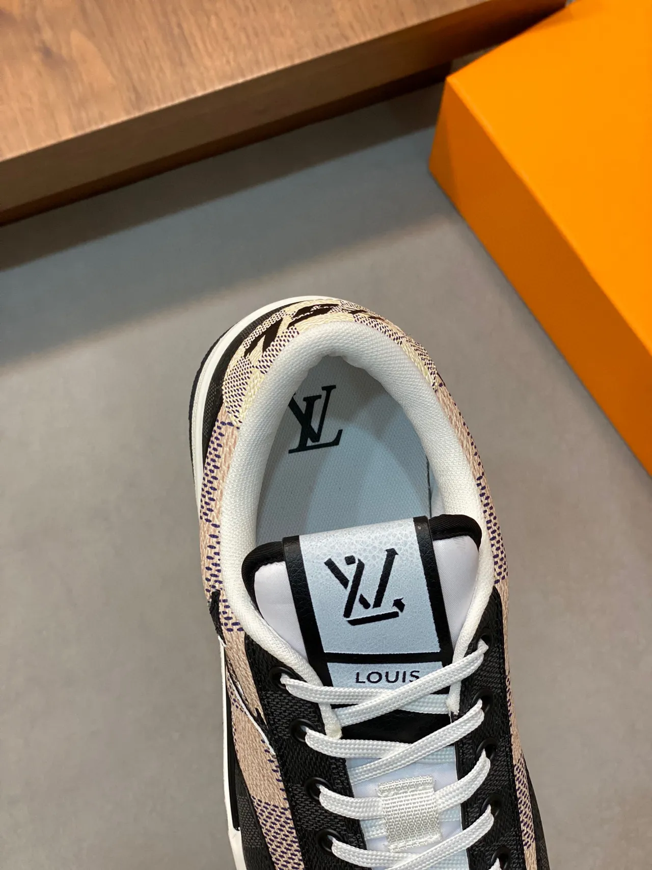 Louis Vuitton LV Trainer Black Beige Checkerboard Damier Pattern Low-Top Silhouette Lifestyle Sneakers 4