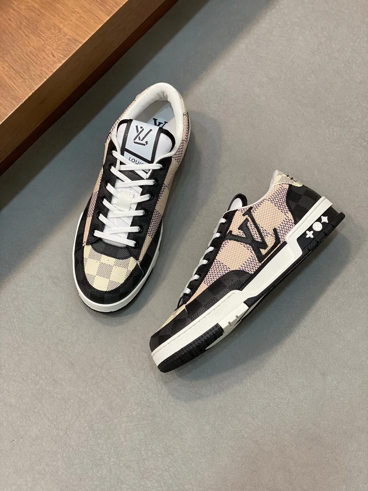 Louis Vuitton LV Trainer Black Beige Checkerboard Damier Pattern Low-Top Silhouette Lifestyle Sneakers 6