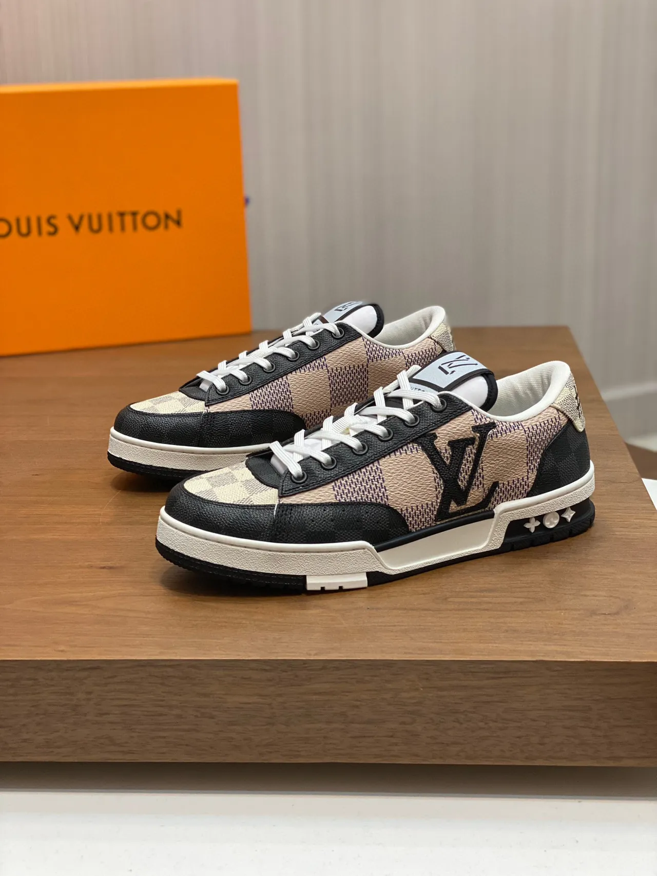 Louis Vuitton LV Trainer Black Beige Checkerboard Damier Pattern Low-Top Silhouette Lifestyle Sneakers 8