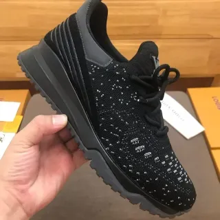 Louis Vuitton LV Trainer Zapatillas Lifestyle Negro Gris Superior de Punto Patrón de Punteado