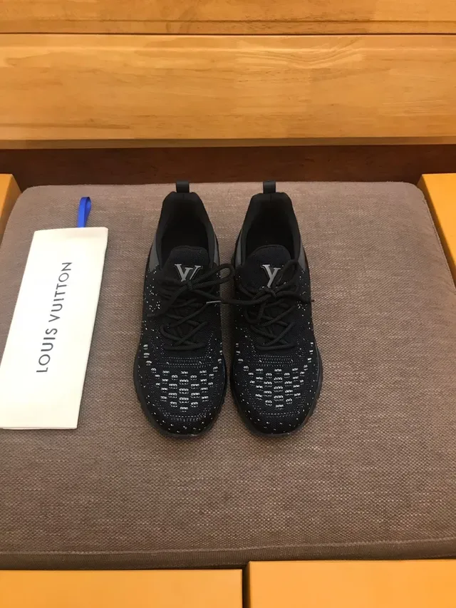 Louis Vuitton LV Trainer Black Gray Knit Upper Speckled Pattern Lifestyle Sneakers 2