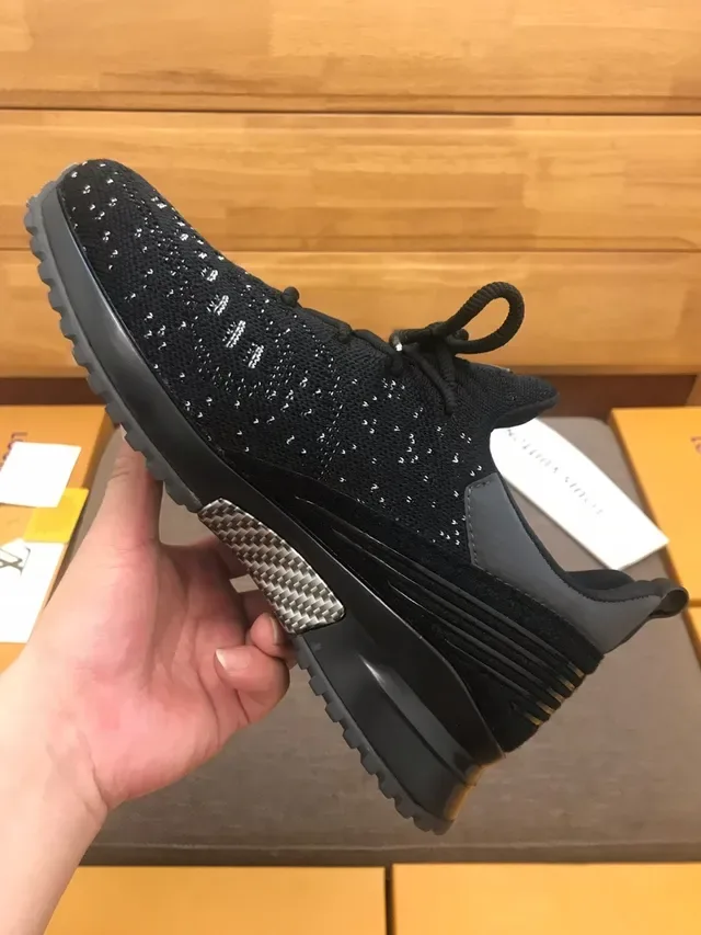 Louis Vuitton LV Trainer Black Gray Knit Upper Speckled Pattern Lifestyle Sneakers 4