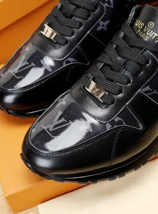 Louis Vuitton LV Trainer Black Monogrammed Leather Glossy Patent Accents Lifestyle Sneakers 4