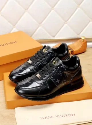 Louis Vuitton LV Trainer Black Monogrammed Leather Glossy Patent Accents Lifestyle Sneakers 9