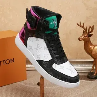 Louis Vuitton LV Entrenador Negro Multicolor Tacón Alto Monograma Lona Estilo de Vida Sneakers