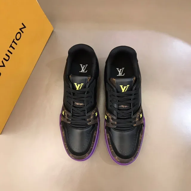 Louis Vuitton LV Trainer Black Purple Monogram Canvas Leather Overlays Lifestyle Sneakers 9