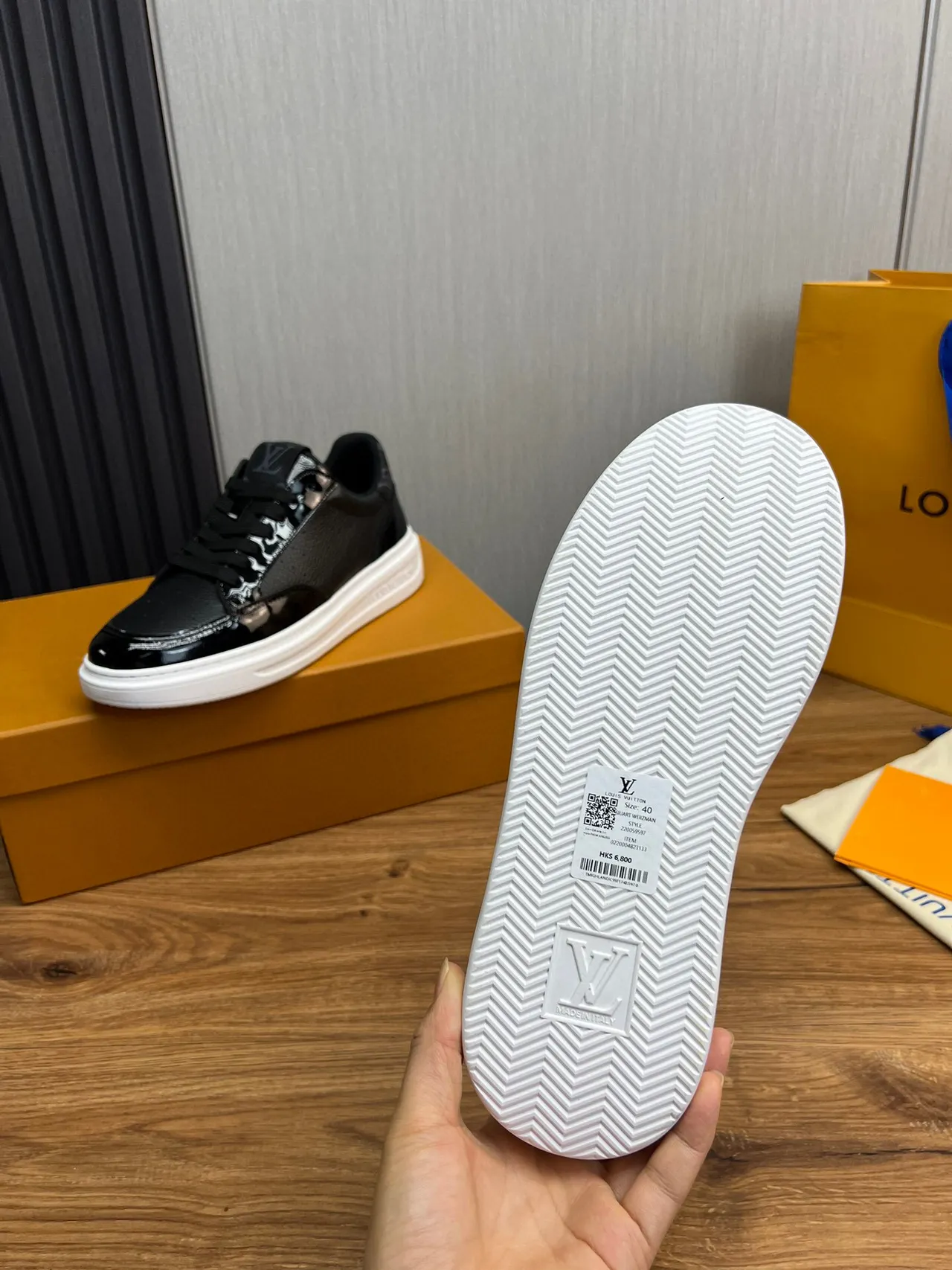 Louis Vuitton LV Trainer Black White Mixed Leather And Patent Platform Sole Lifestyle Sneakers 6