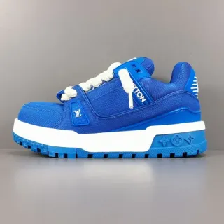 Louis Vuitton LV Trainer zapatillas lifestyle azules blancas suela plataforma gruesa upper textil
