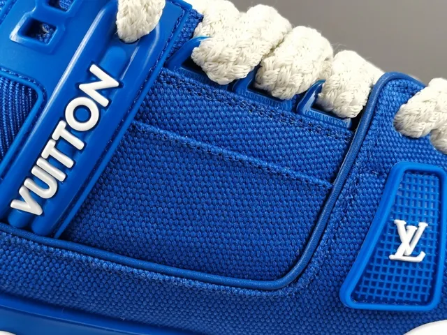 Louis Vuitton LV Trainer Blue White Chunky Platform Sole Textile Upper Lifestyle Sneakers 5