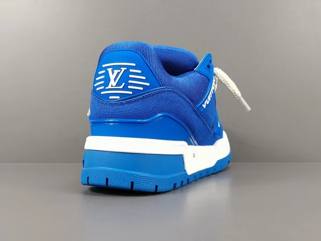 Louis Vuitton LV Trainer Blue White Chunky Platform Sole Textile Upper Lifestyle Sneakers 14