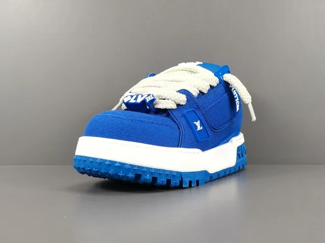 Louis Vuitton LV Trainer Blue White Chunky Platform Sole Textile Upper Lifestyle Sneakers 15