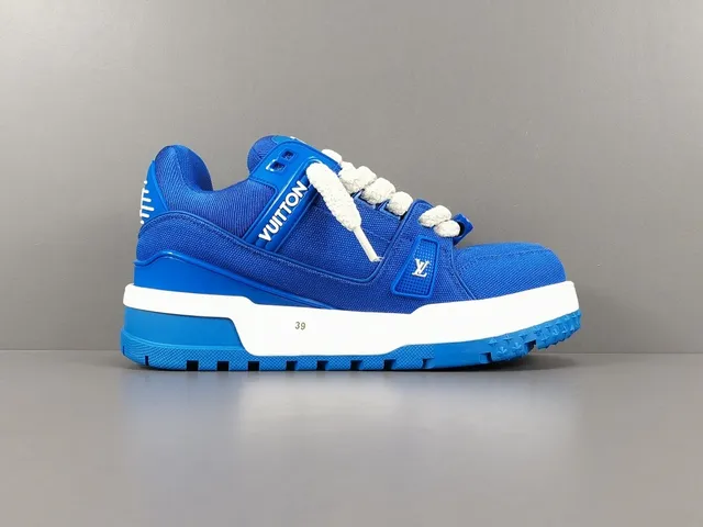 Louis Vuitton LV Trainer Blue White Chunky Platform Sole Textile Upper Lifestyle Sneakers 18