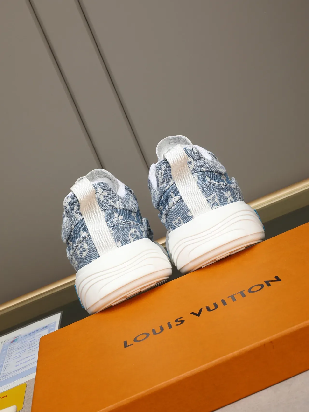 Louis Vuitton LV Trainer Blue White Denim Monogram Canvas Chunky Platform Sole Lifestyle Sneakers 3